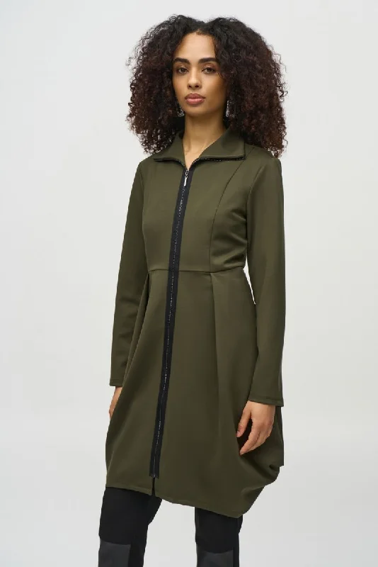 Joseph Ribkoff Iguana Zip Front Cocoon Long Coat 244060 Faux Fur Real Fur Shearling