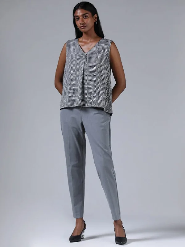 Wardrobe Solid Grey Formal Trousers Trousers Modern Contemporary