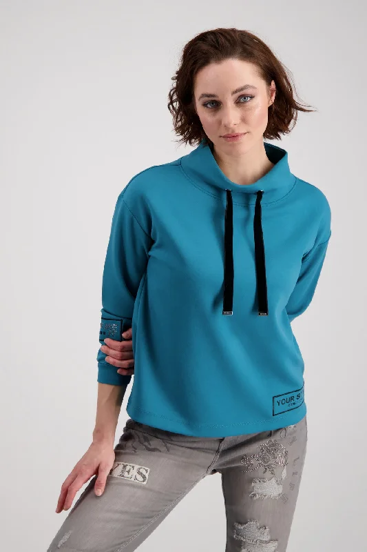 Pullover, petrol Lapel Neck Sweater