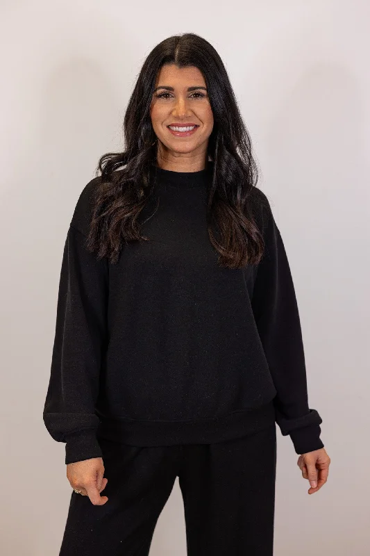 Upscale Comfort Black Scuba Pullover Solo Sleeve Pullover