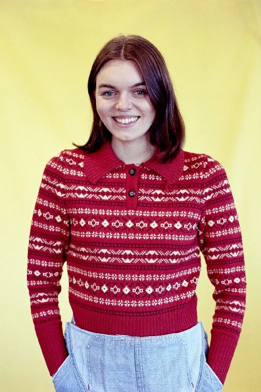 Norlender - Line Pullover - Orange Deep Neck Pullover