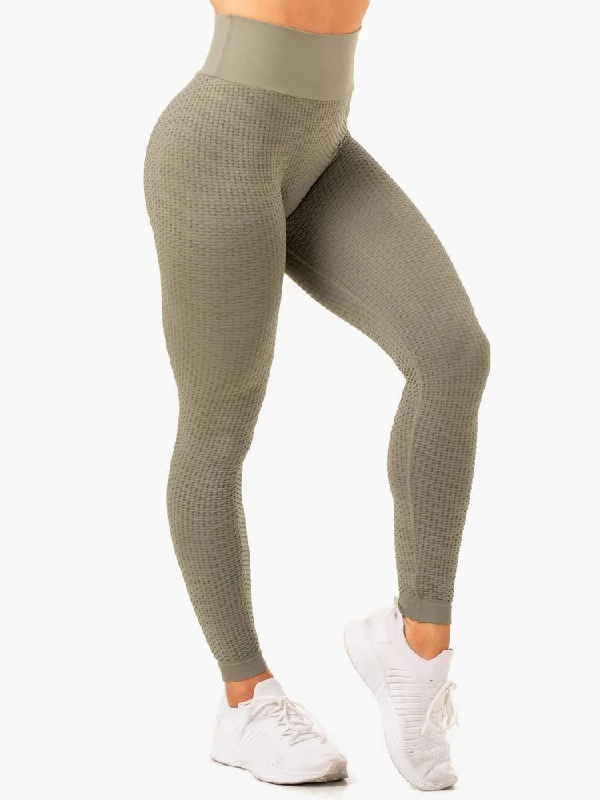 Ryderwear | Honeycomb Scrunch Seamless Leggings - Khaki Comfortable Stretch Leggings Ryderwear | Honeycomb Scrunch Seamless Leggings - Khaki Comfortable Stretch Leggings