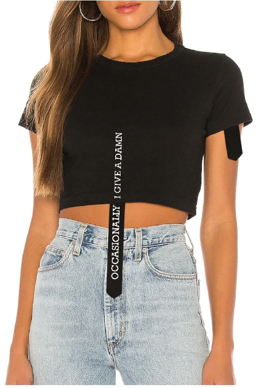 Ray Black Crop Top Mesh Blend Leather Blend Suede Blend