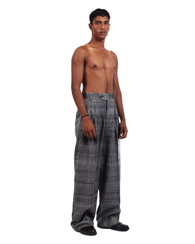 GREY TWEED DOUBLE-PLEATED TROUSERS Trousers Favorite Customer