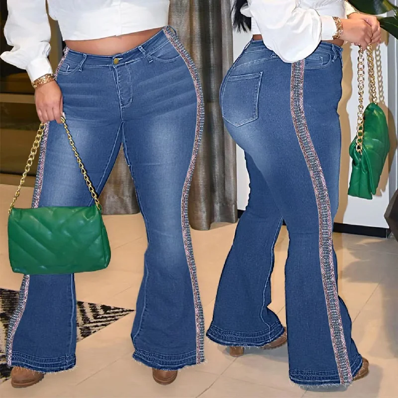 J&H 2023 new arrivals 4XL plus size bell bottom jeans women fashion stretchy denim pants high waist sexy casual trousers Cropped Trousers Casual Linen J&H 2023 new arrivals 4XL plus size bell bottom jeans women fashion stretchy denim pants high waist sexy casual trousers Cropped Trousers Casual Linen