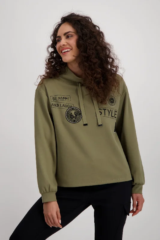 Pullover, green tea Puff Sleeve Stylish