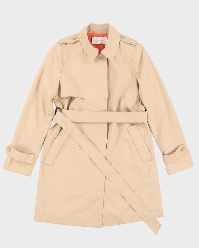 Beige Trench Coat - S Welt Pockets Slit Pockets Flap Pockets