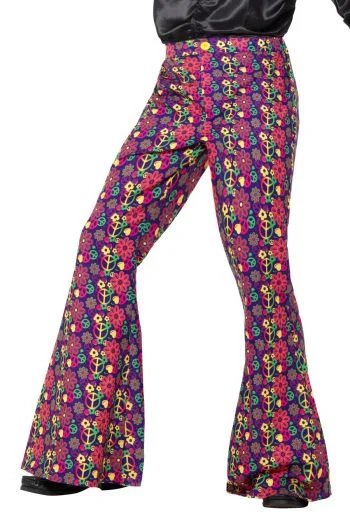 60s Psychedelic CND Flared Trousers Trousers Travel Practical