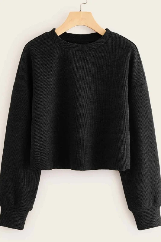 Semi Crop Top Black Zippered Front Buttoned Front Snap Front