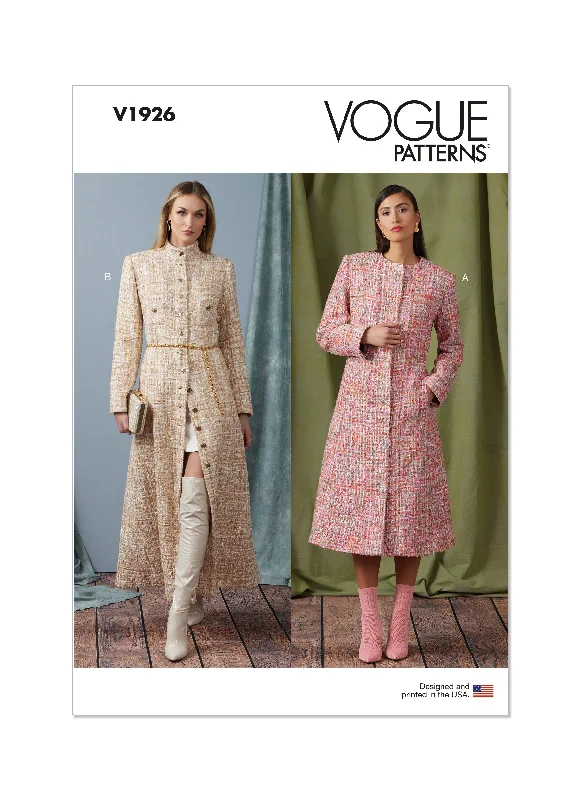 Vogue V1926 Misses' Coat In two Lengths Wool Cashmere Tweed