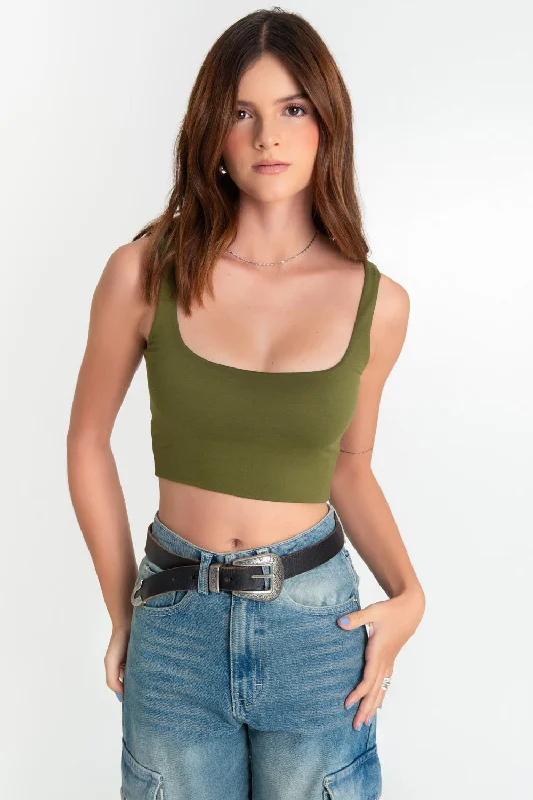 Crop top tirantes Front Pockets Side Pockets Patch Pockets