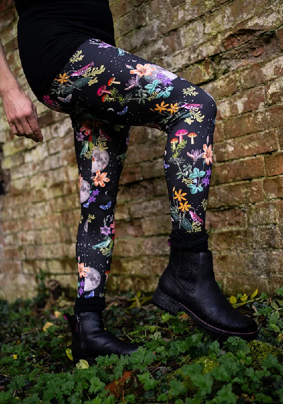 Rene Midnight Botanical Print Popsy Leggings Trendy Colorblock Print Leggings