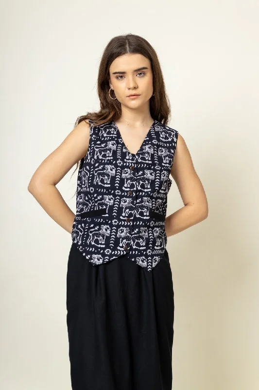 Francis Batik Upcycled Cotton Coat Cuffed Rolled Raglan