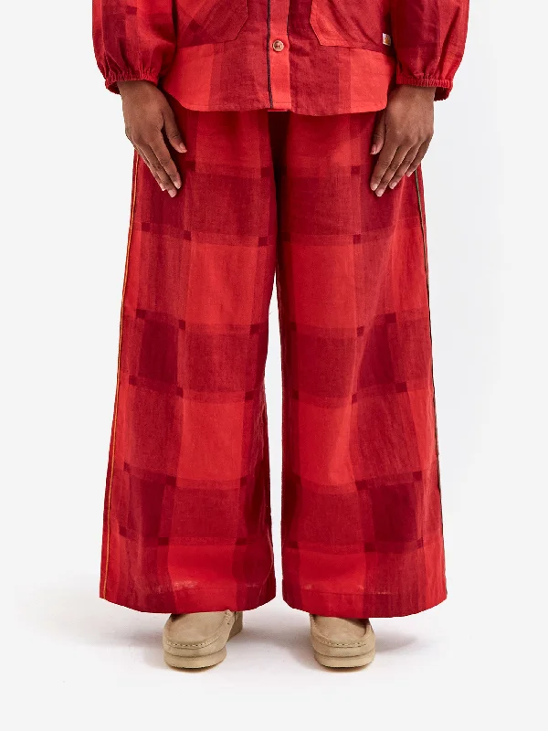 LF Markey Eamon Trouser - Red Gingham Trousers Leather Faux