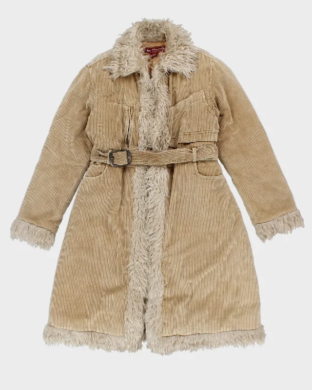 Vintage 00s Penny Lane Style Cord Coat - S Buttoned Toggled Snapped