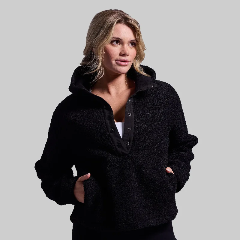 Day Hike Fleece Pullover (Black) Long Bell Sleeve