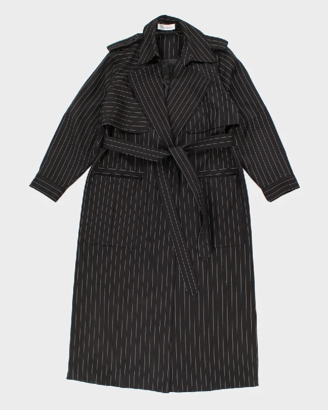 Vintage 00s Max Mara Women's Navy Stripe Coat - S Kimono Robe Cloak