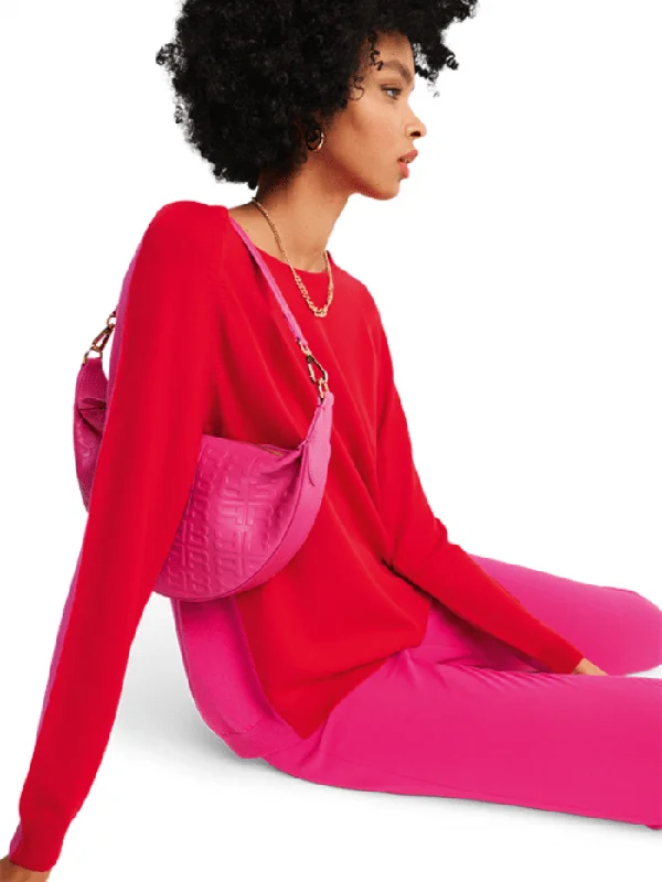 Riani Extra Fine Merino Wool Pullover In Red/Pink 377100 7534 Col 360 Surplice Neck Pullover