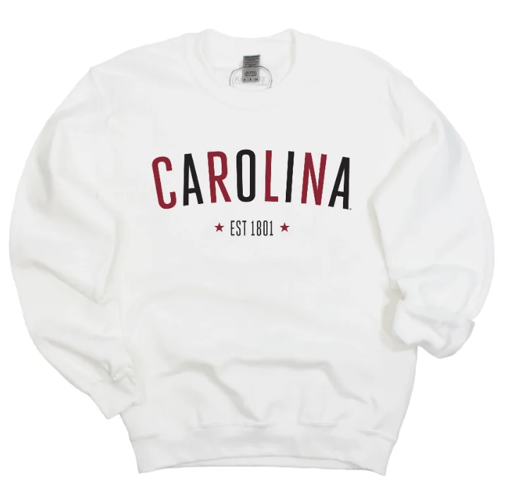 Carolina Star Arch Crewneck Fleece Pullover Wide Sleeve Pullover