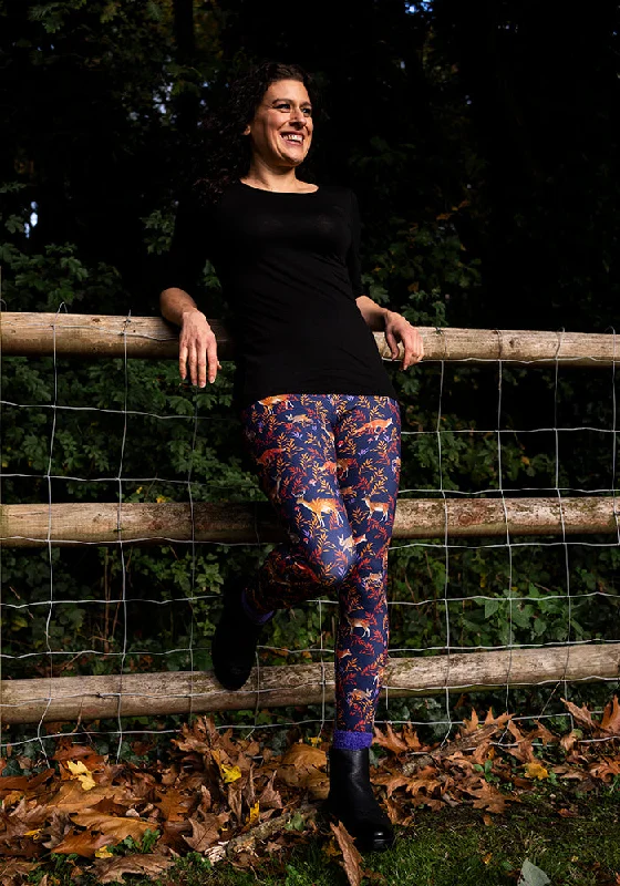 Rene Autumn Woodland Animals Print Popsy Leggings Stylish Ultra Stretch Leggings