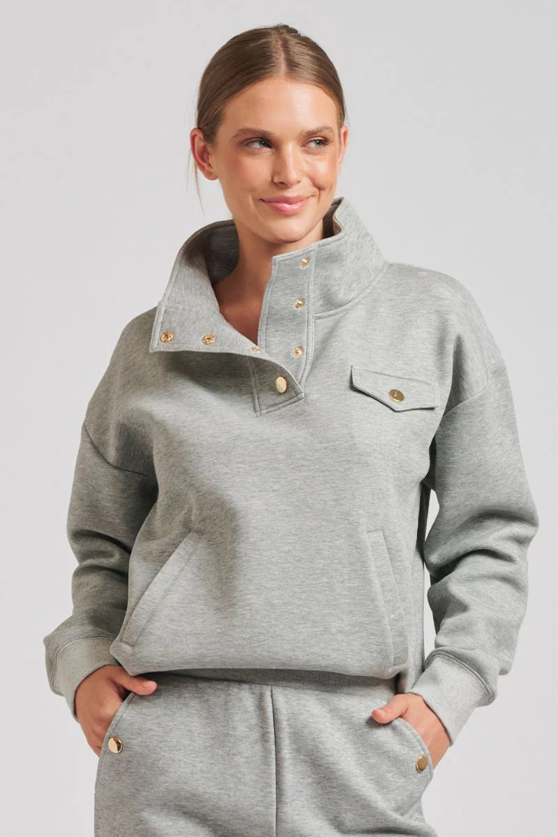Est 1971 Lux Pullover Grey Marle - Size S & L V-Neck Stylish Pullover