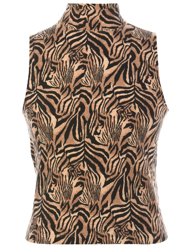 Label Sleeveless Mock Neck Crop Top Ribbed Crop Top High Neck Heavyweight
