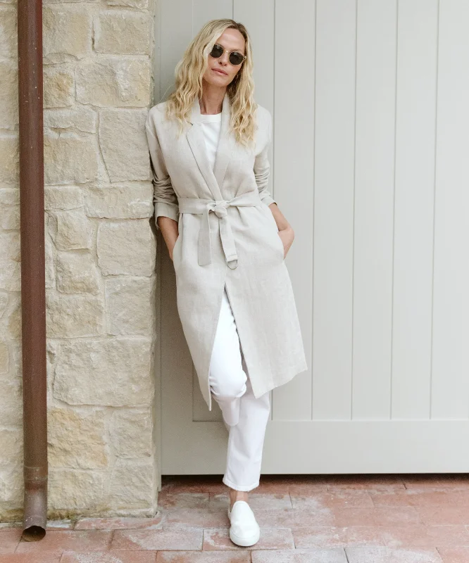 Linen Trench Coat Jersey Tulle Batik