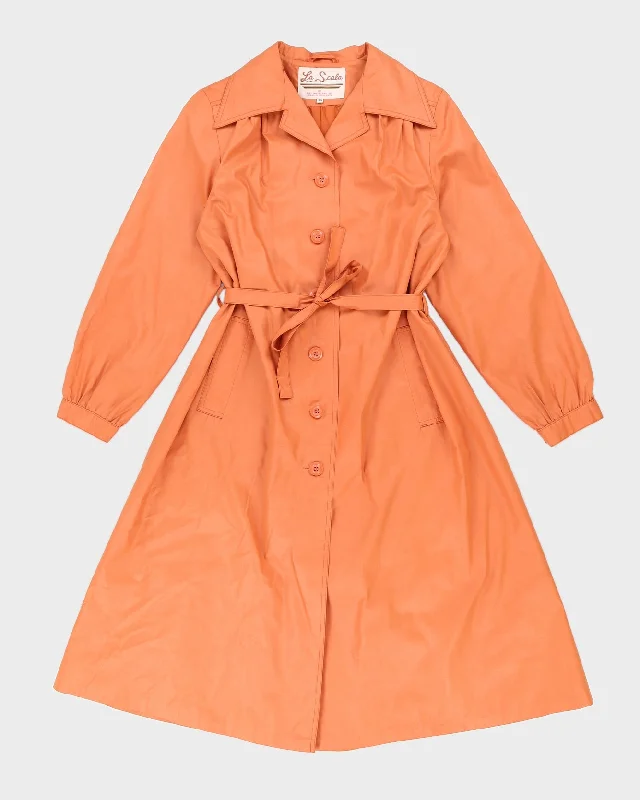 1960s Orange Trench Coat - S Knit Woven Fleece