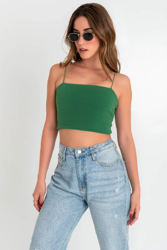 Crop top bandeau con tirantes Collared Crew Neck Turtle Neck