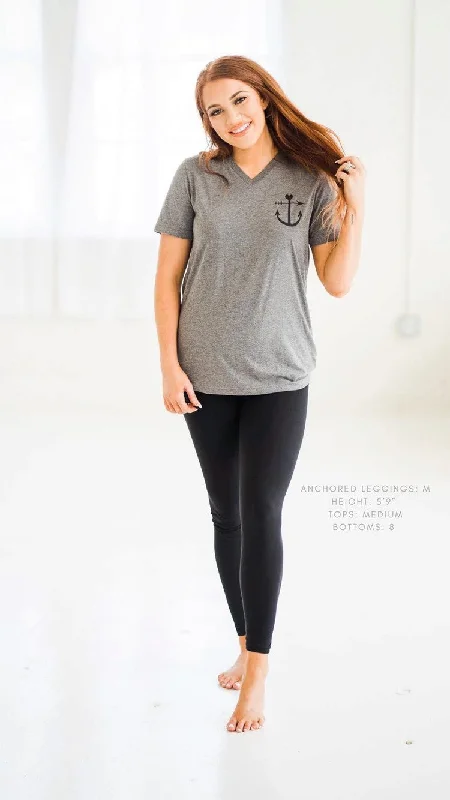 Anchored Leggings | SOLID BLACK Stylish Ankle-Length Leggings