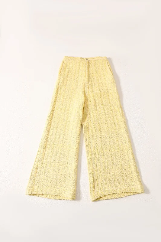 HANDWOVEN FLARED DOBBY TROUSERS Trousers Satin Smooth