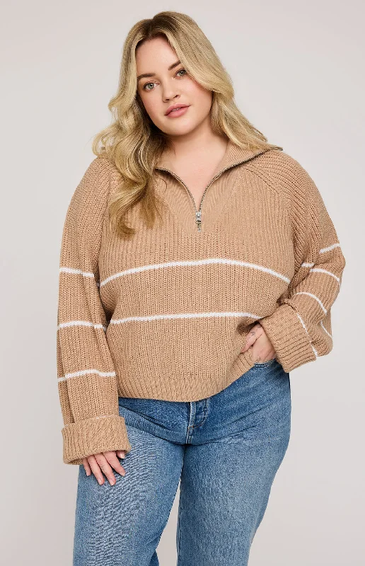 DECLAN HALF ZIP PULLOVER - TAN Alpaca Blend Soft