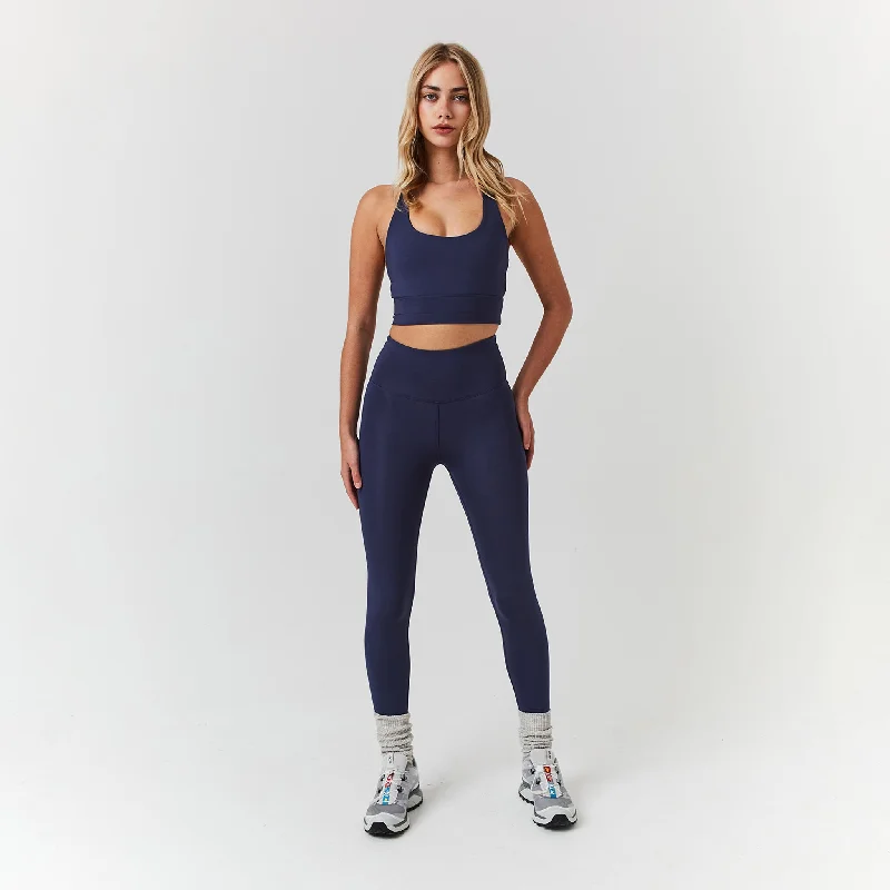 Second Skin Bra & Legging Set | Midnight Blue Trendy Seamless Sports Leggings