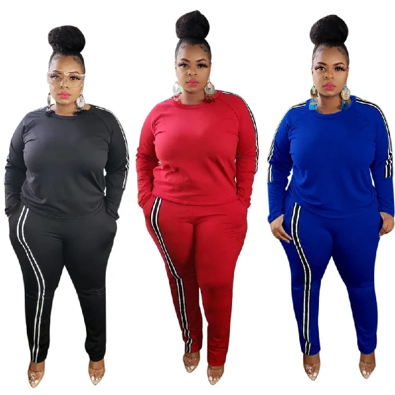 Fashion Fall and winter casual women sportswear long-sleeved trousers solid color striped plus size 5XL sports suit Trousers Review Highly Fashion Fall and winter casual women sportswear long-sleeved trousers solid color striped plus size 5XL sports suit Trousers Review Highly