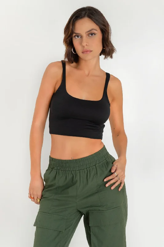 Crop top tirantes Mesh Fabric Canvas Fabric Denim Fabric