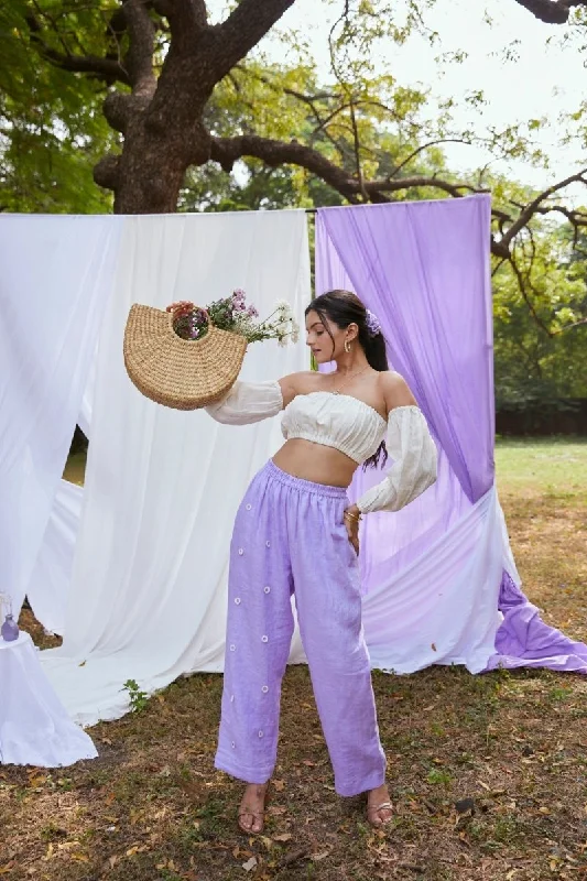 Lavender Ash Linen Trousers Trousers Trousers Formal