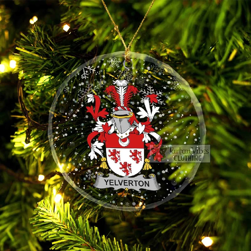 Yelverton Irish Clan Christmas Glass Ornament with Coat of Arms Appliqued Beaded Sequined Yelverton Irish Clan Christmas Glass Ornament with Coat of Arms Appliqued Beaded Sequined