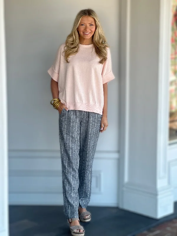 Renuar Black Stripe Pull On Stretch Trouser Pant Trousers luxurious high-end