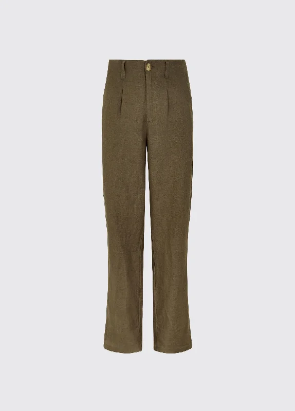 Kelby Ladies' linen trousers - Khaki Cropped Trousers Casual Linen