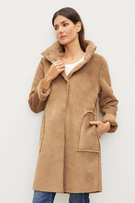 MIRABEL FAUX LUX SHERPA REVERSIBLE COAT Anorak Windbreaker Fleece