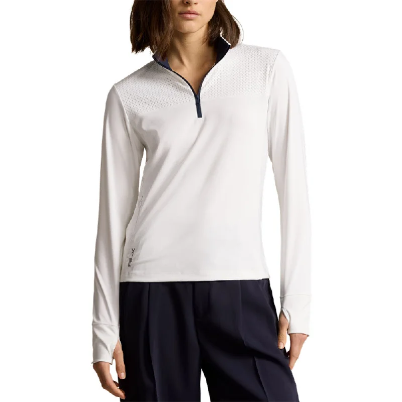 RLX Polo Golf Eyelet Performance Quarter-Zip Womens Golf Pullover Ruffle Neck Pullover RLX Polo Golf Eyelet Performance Quarter-Zip Womens Golf Pullover Ruffle Neck Pullover