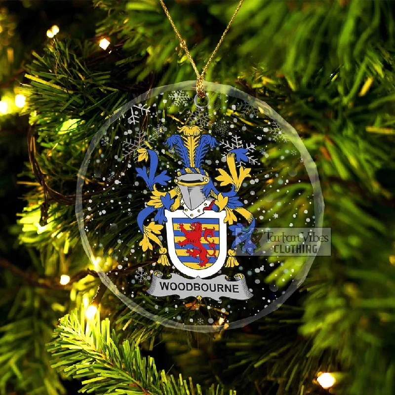 Woodbourne Irish Clan Christmas Glass Ornament with Coat of Arms Vent Hem Cuff