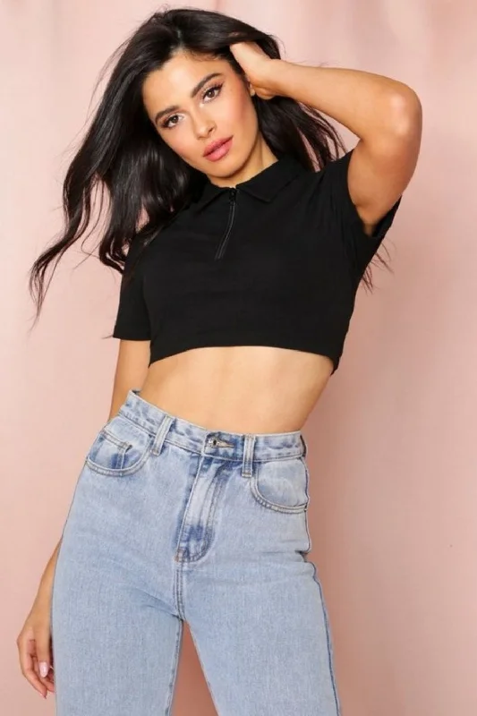 Black Jersey Bodycon Fit Crop Top Faux Fur Fabric Real Fur Fabric Shearling Fabric