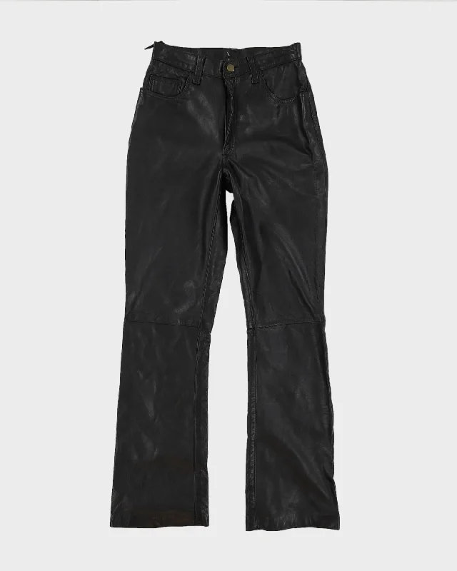Black Leather Trousers - W25 L30 Trousers Ceremony Elegant