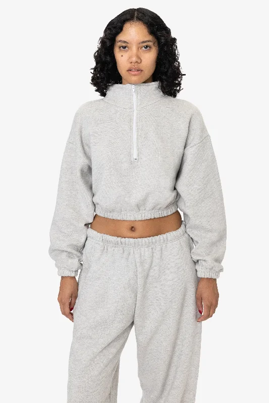 CF396 - Cotton Fleece Half Zip Cropped Pullover Bolero Style Sweater