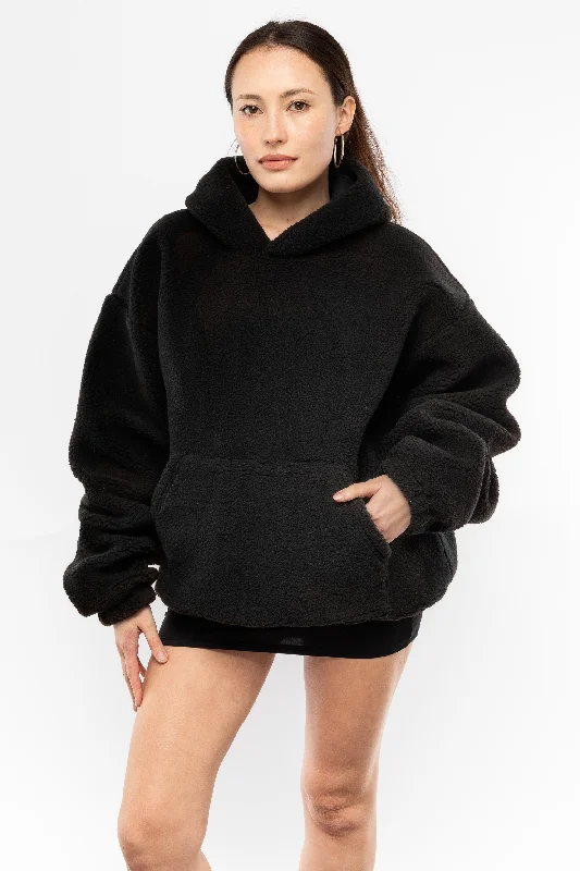 SHR4249 - Unisex Sherpa Pullover Hoody Fitted Ribbed Sweater