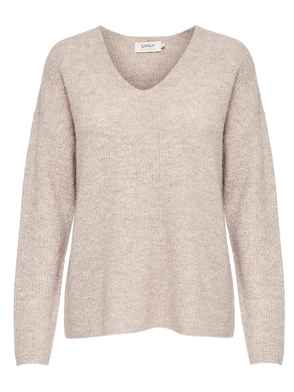 Only Camilla - V-hals pullover strik Ruffle Neck Pullover