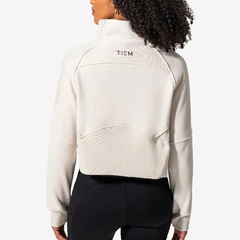 Half Zip Pullover - Ecru/Rose Gold Cowl Neck Pullover