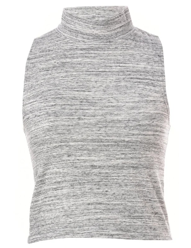 Label Sleeveless Mock Neck Crop Top Crop Top Seamless Stretchy
