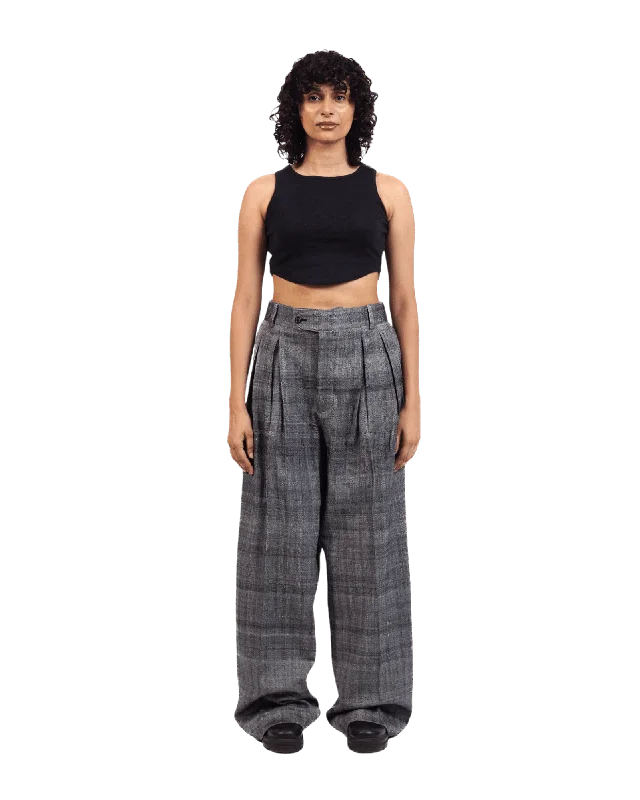 GREY TWEED DOUBLE-PLEATED TROUSERS Trousers Essential Wardrobe